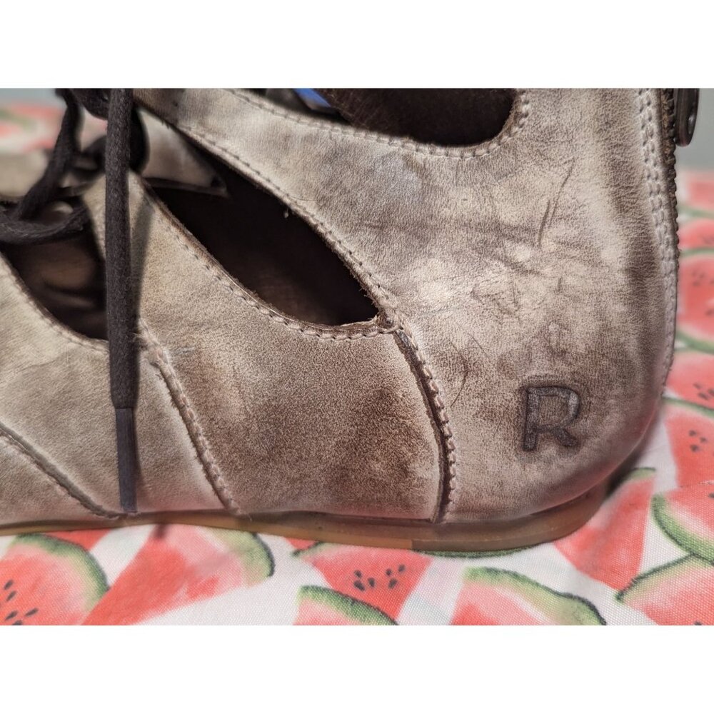 NWOB Roan Leather Lace-Up Gladiator Sandals With Back Zipper - Womens 6.5 - Taup - Picture 4 of 7